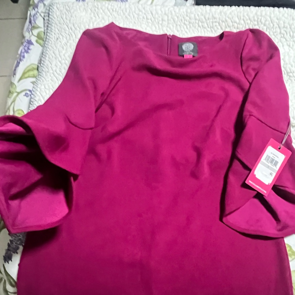 Vince Camuto , Fuchsia dress with Flared Sleeves